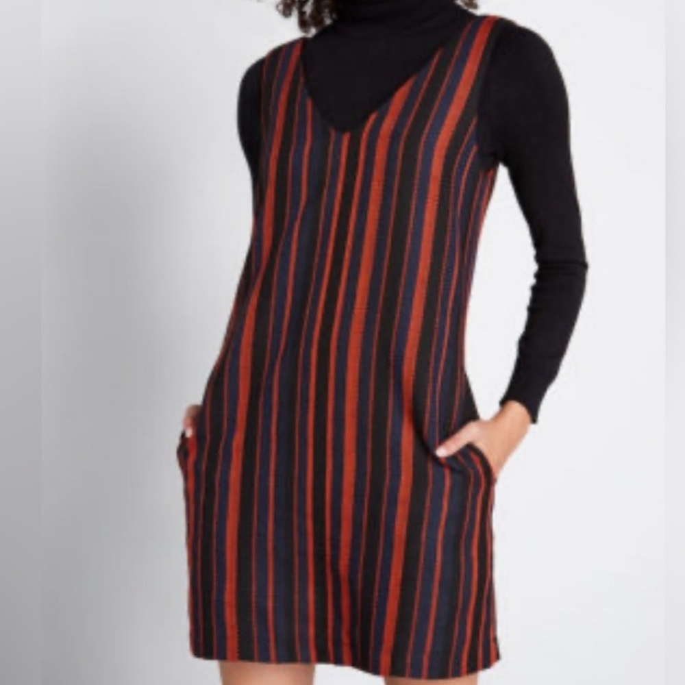 apricot Striped V-Neck Dress Jumper Black Orange Size UK 26 EUR 4X US 22